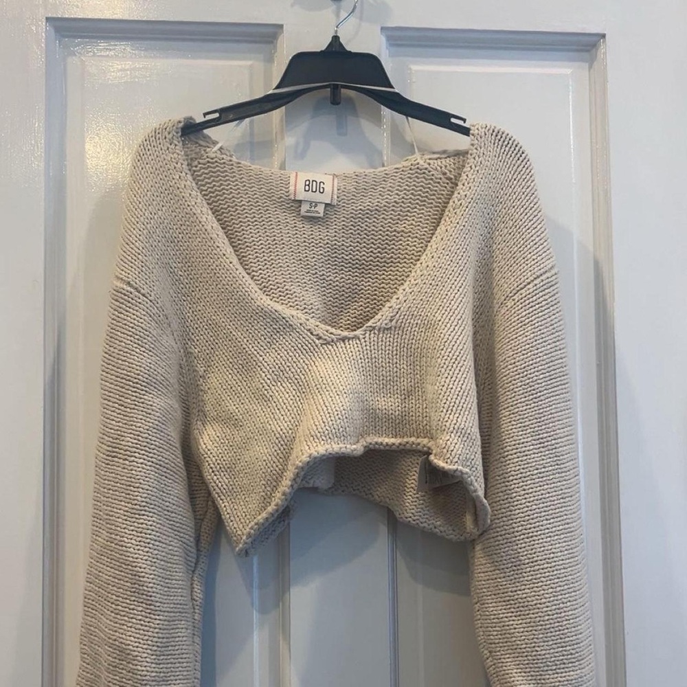 BDG Beige Knit Cropped Sweater